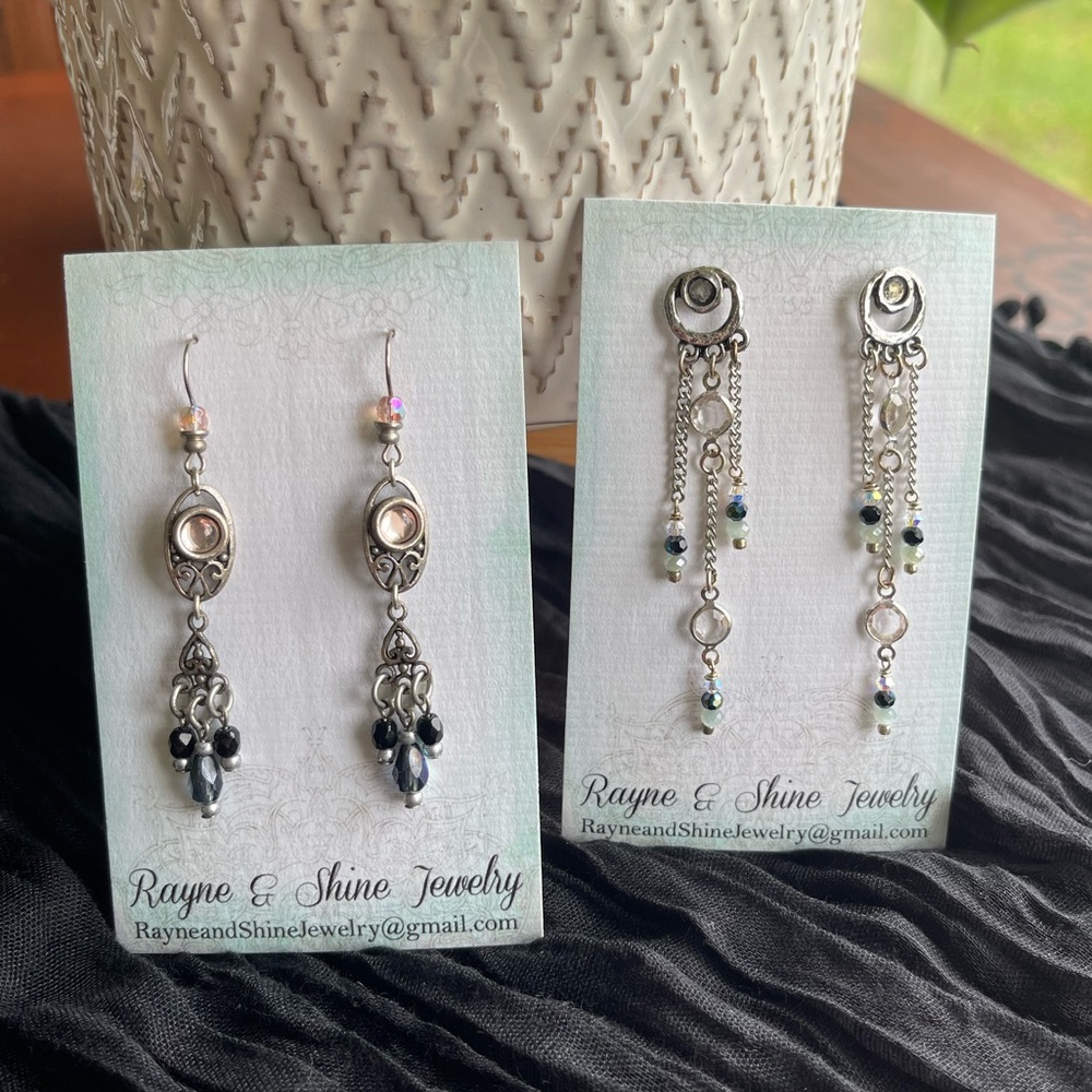 Silver and crystal earrings